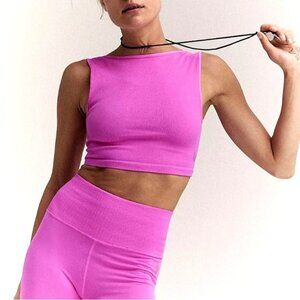 FREE PEOPLE TIGHTEN UP MUSCLE TANK HOT PINK XS S
